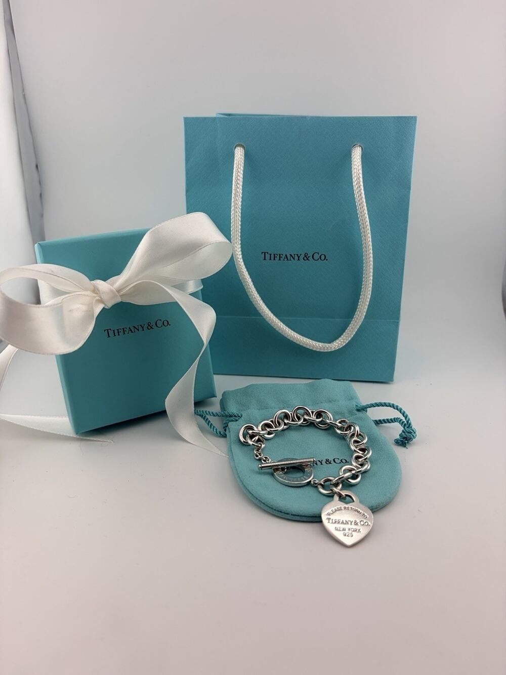 Tiffany & Co. Return to Tiffany Heart Tag Toggle Bracelet Sterling Silver 7.5"